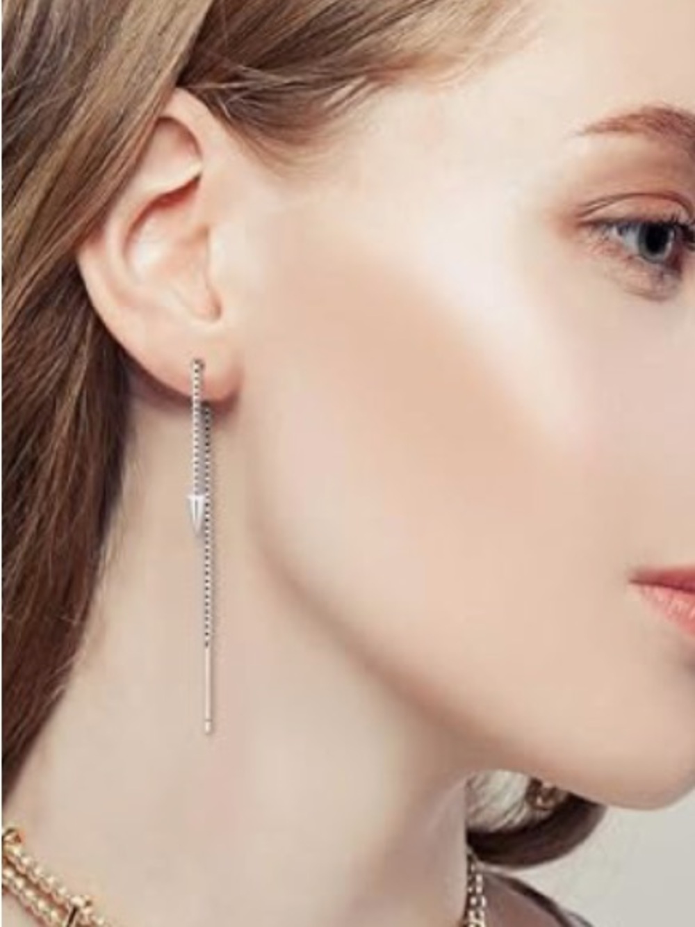 🆕NIP: 925 Delicate Silver Threader Spike Earrings